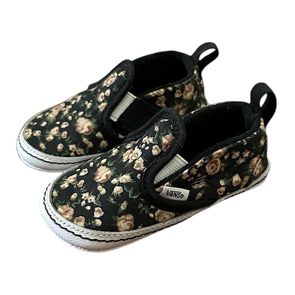 Vans Toddler Baby Girl Floral Canvas Easy Slip On Soft Sole Shoes Sz 4 - Picture 3 of 6